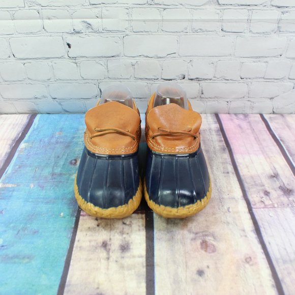 LL Bean Unlined Brown Leather Low Rubber Ankle Duck Boots Size 8 - Picture 5 of 9
